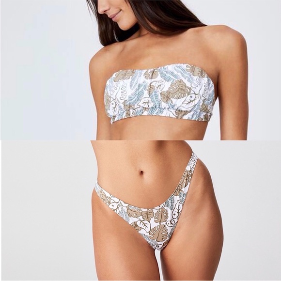 Cotton On Olive Green Tropical Leaf Bikini - Picture 1 of 8